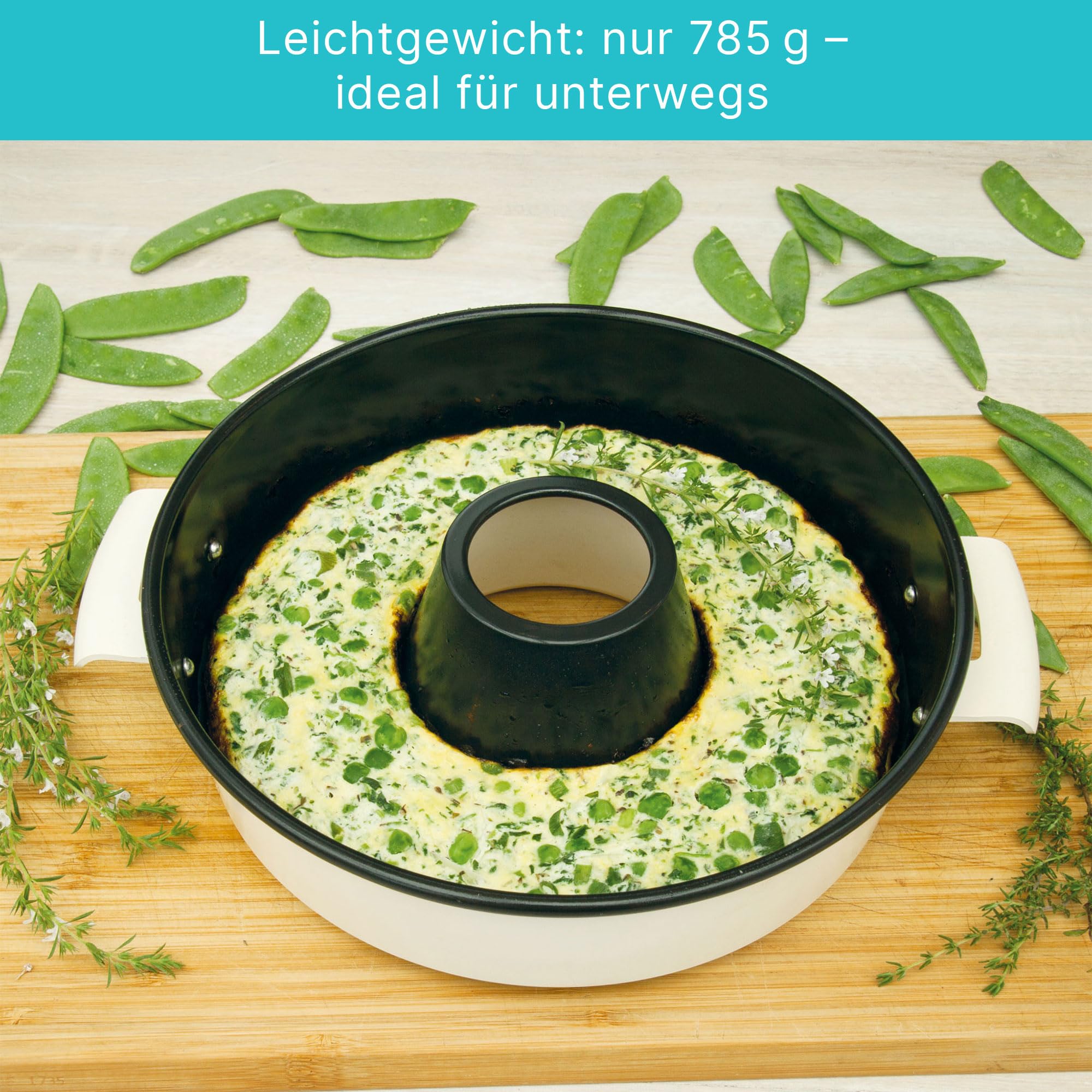 Mobiler Campingbackofen Deluxe Set 6-teilig – Backofen für Gaskocher mit Backgitter, Kuchbuch & Küchenzubehör | Ideal für Camping, Wohnmobil & Vanlife