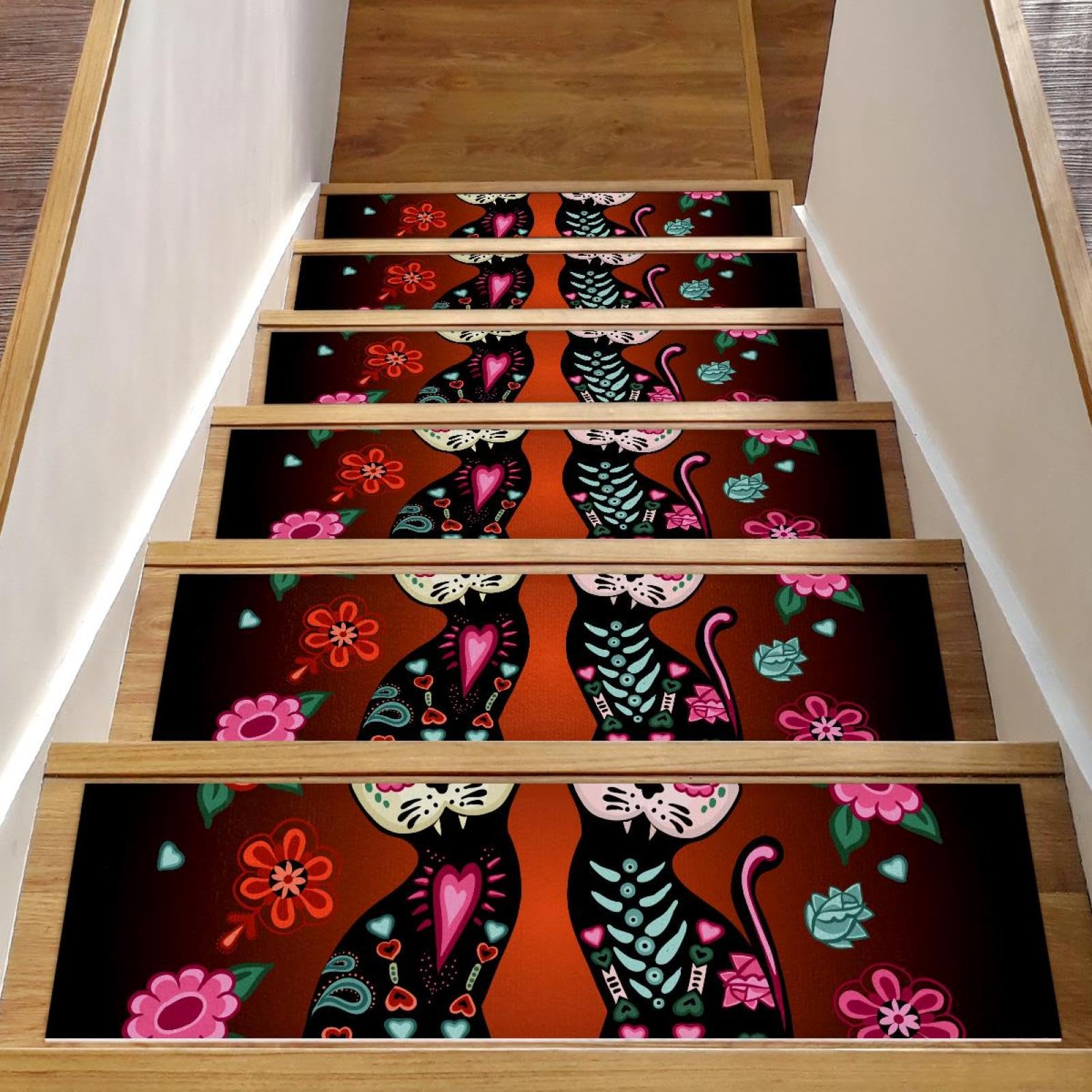 Tapis d'escalier antidérapants lot de 15 marches en bois protection sécurité chat