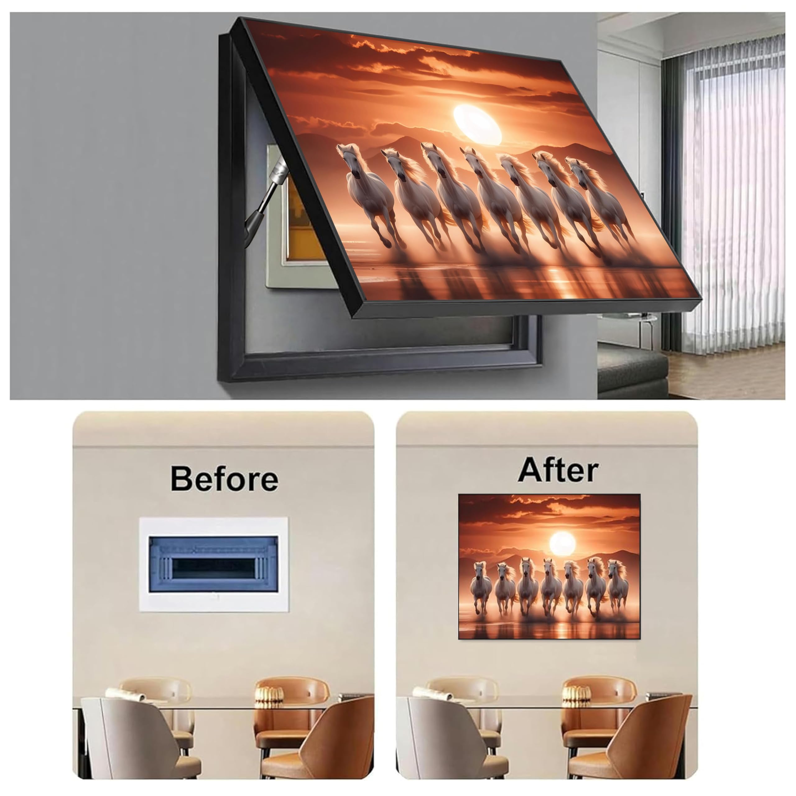 Decorative Electric Meter Box Cover with Horse Painting -6