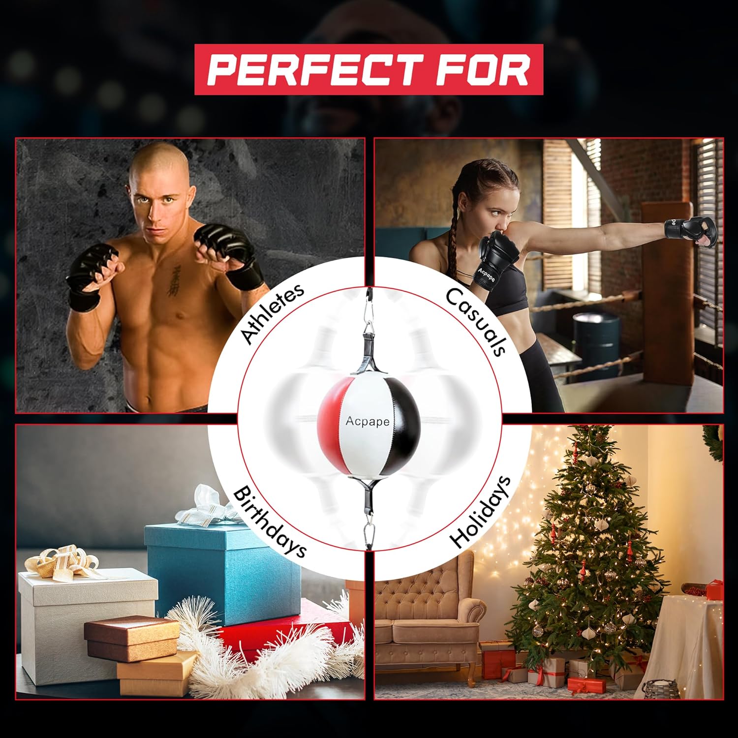 Double End Boxing Bag with Boxing Gloves - Premium Punching Bag for Speed and Reflex Training - Durable Boxing Bag for Home Workouts and Professional Training Sessions - Image 6