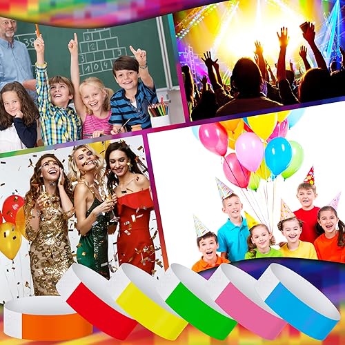 Miniatura 5 de Tudomro 12000 pulseras de papel para eventos, brazo, mano, ligeras, de color neón, para conciertos, fiestas, pulseras de papel adhesivas