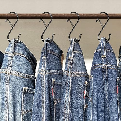 Miniatura 6 de Paquete de 16 ganchos en S resistentes con hebilla de seguridad, ganchos en forma de S para colgar plantas, ropa, utensilios de cocina, bolsas