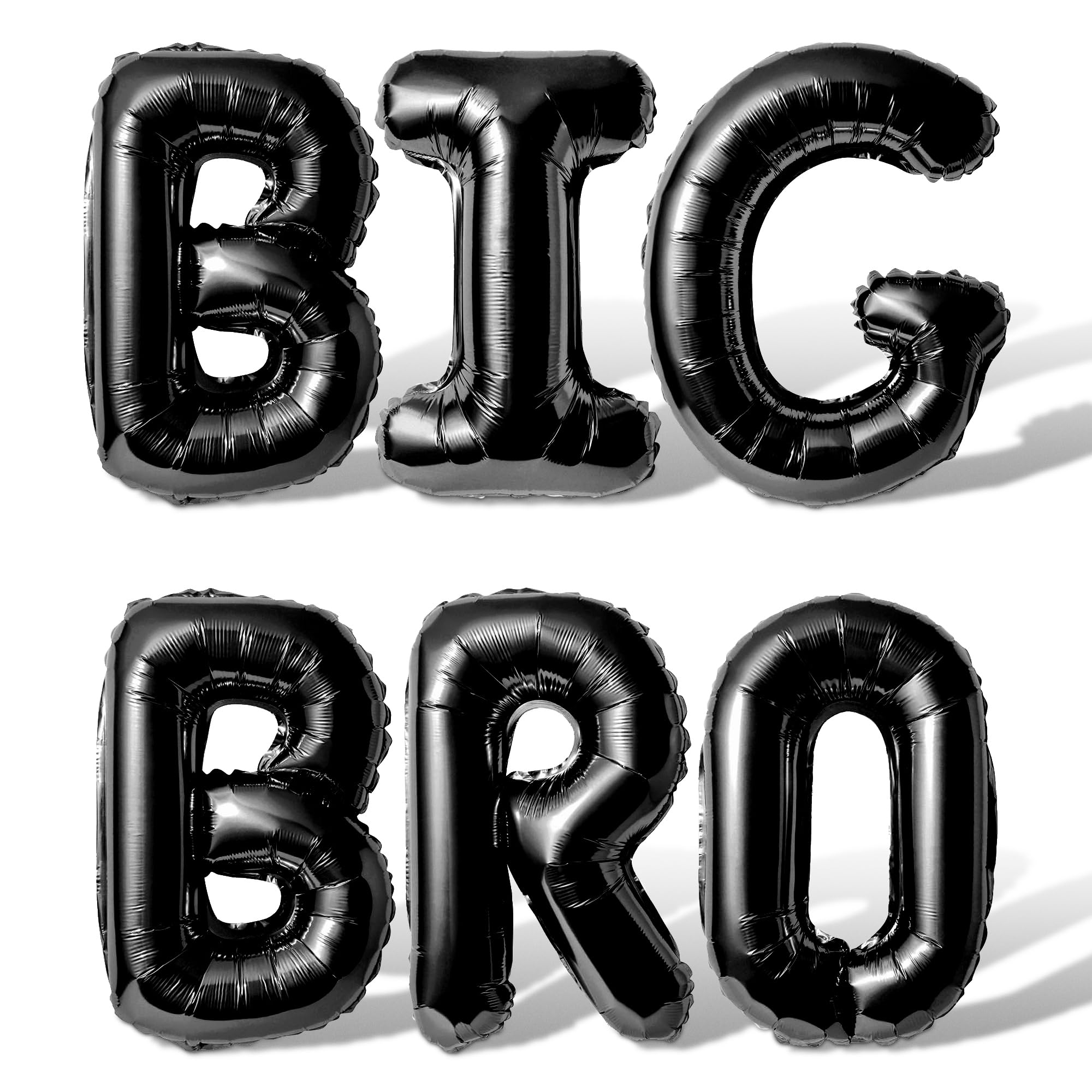 Letter Balloons - BIG BRO 16" Inch Alphabet Letters Foil Mylar Balloon Baby Shower or Birth Announcement Photo Shoot Balloon Banner (Black)