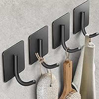 Vista 8 de Ganchos para toallas de baño, 4 unidades, ganchos de pared resistentes para baños, abrigos, batas, cocina, ganchos autoadhesivos sin perforación