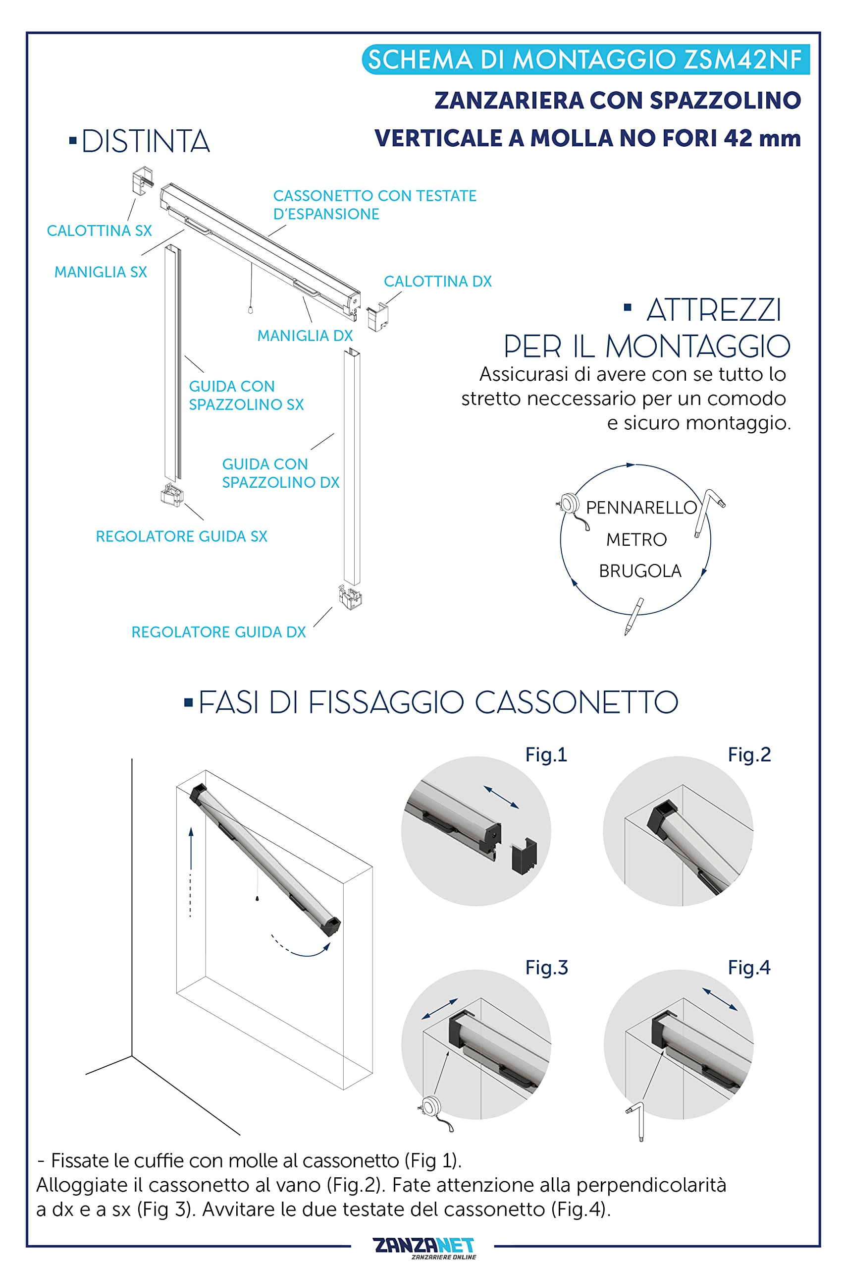 Zanzariera verticale 47mm per finestre su misura personalizzabile a rullo con molla con profilo robusto e resistente in alluminio 80x150 cm