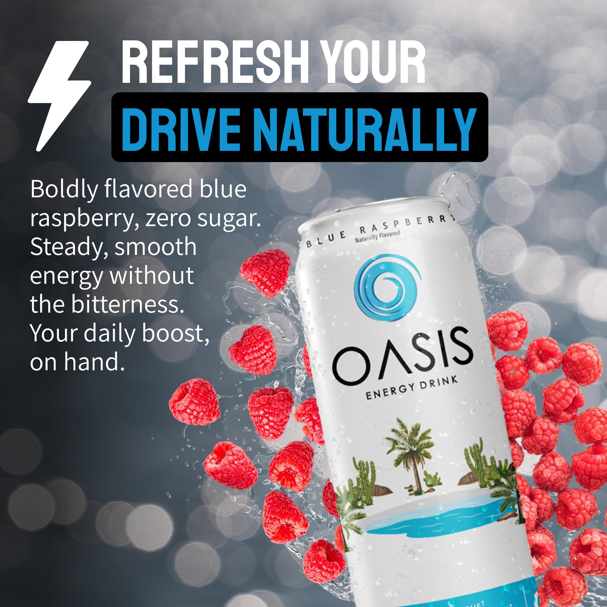 Amazon.com : Oasis Energy Drink - Blue Raspberry (12-Pack), Smooth