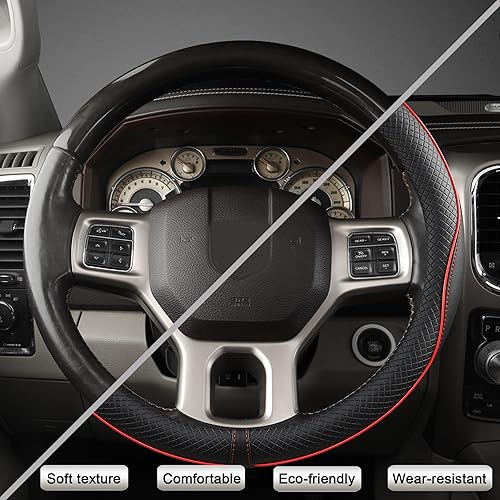 Miniatura 9 de West Llama Funda personalizada para volante de automóvil Dodge RAM 1500 2500 3500, 15.5-16 pulgadas (negro + azul tamaño grande)