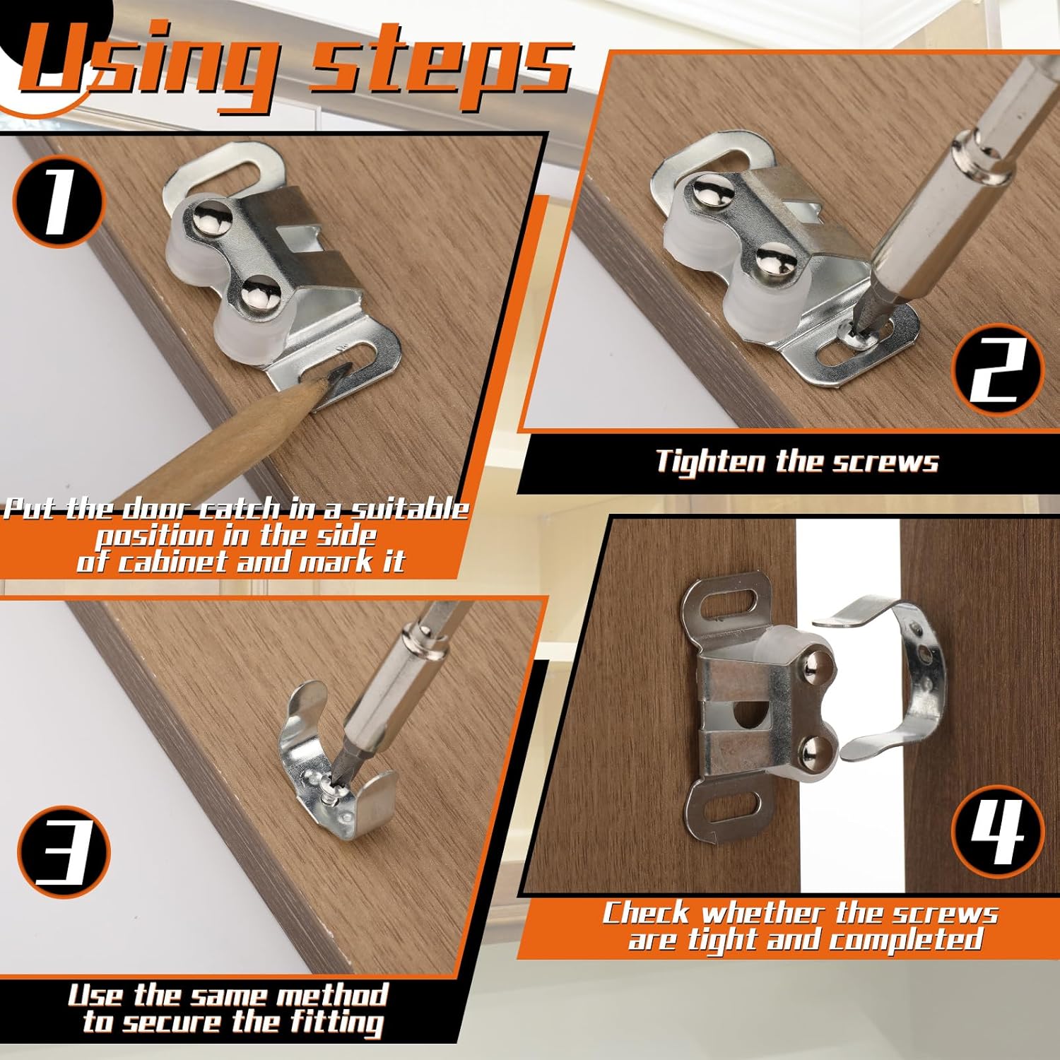 10 Pcs Mobile Home Cabinet Door Catch Double Post Friction Roller Catch Rv Cabinet Latch Closet Door Latch for Rv and Mobile Home