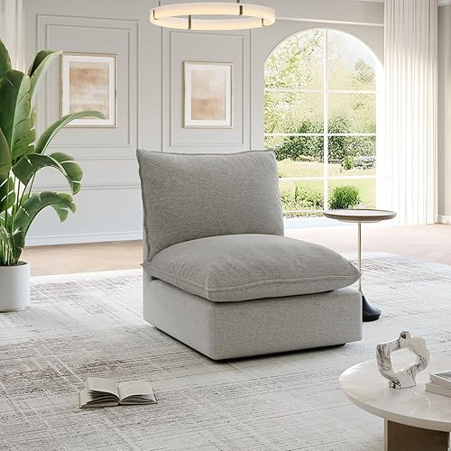 Miniatura 15 de 94.6" Cloud Modular Sectional Sofa, Waterproof Down Filled Sectional Sofas, High Backrest L Shaped 3 Seater Sectional Couches with Ottoman, Modular