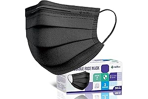 Medtecs Face Mask Disposable - 50 PCS Black