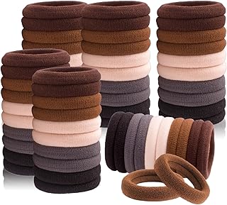 Hair Ties for No Damage, 100 PCS Soft Seamless Cotton & Nylon Elastic Ponytail Holders, Rubber Bands for Thick Hair, Hair Accessories for Girls & Women