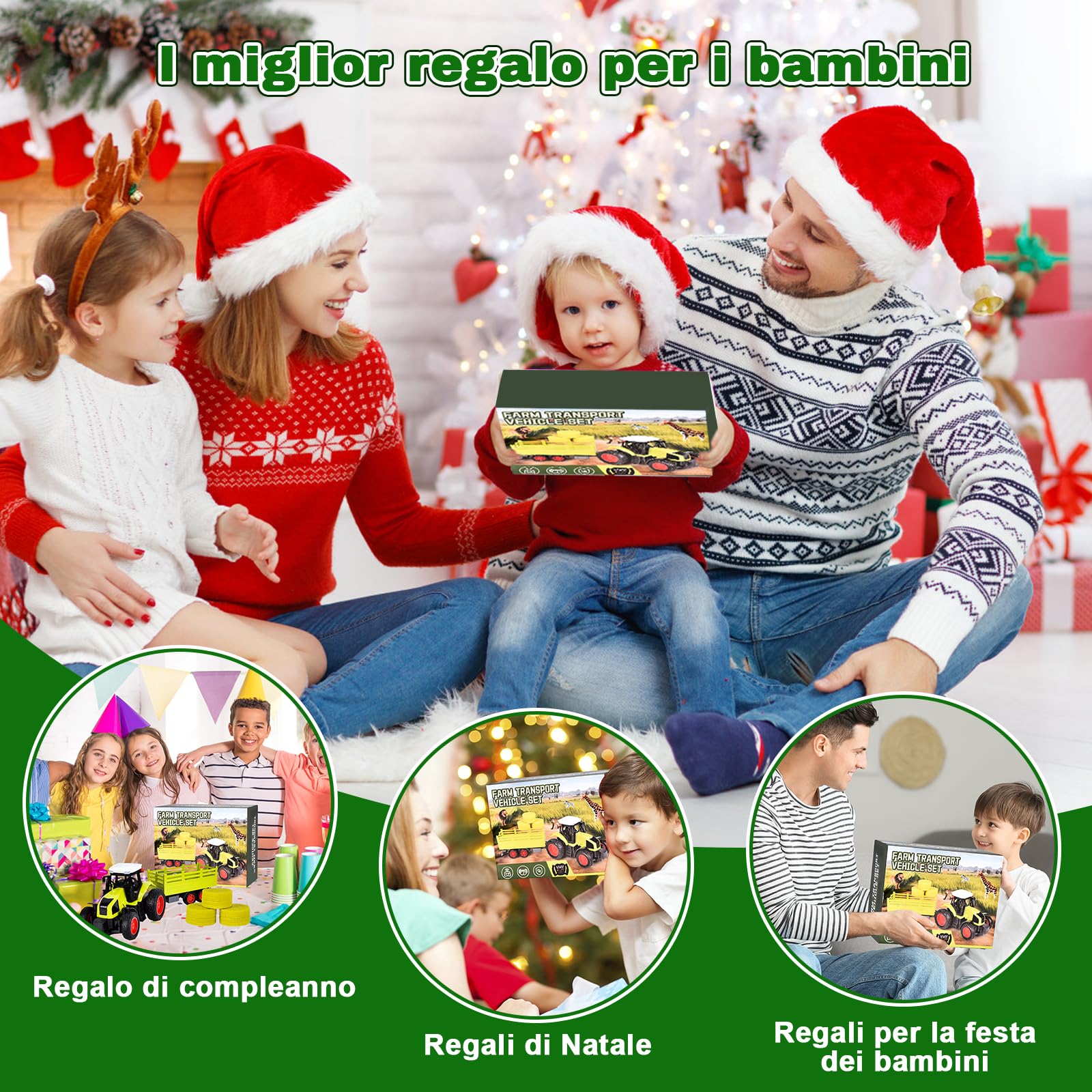 Aragallant RC Trattore Telecomandato per Bambini Con Rimorchio Animale Pagliaio, Radiocomandato Giocattoli Agricoltura Playset 3-8 Anni