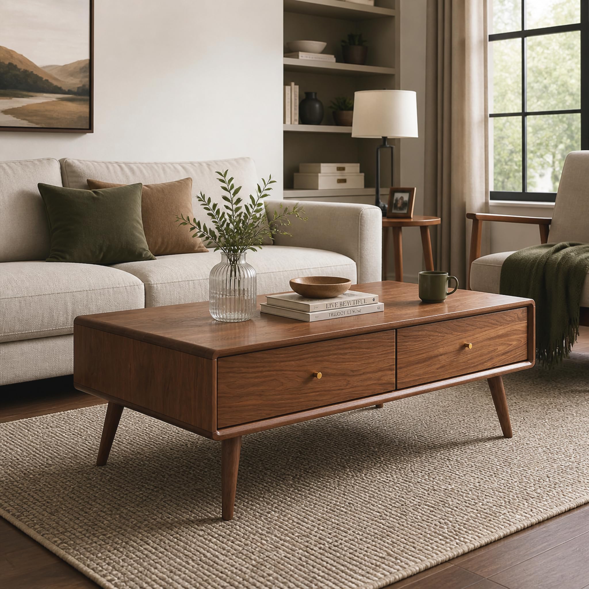 Vadisun 100 Percent Oak Wood Coffee Table