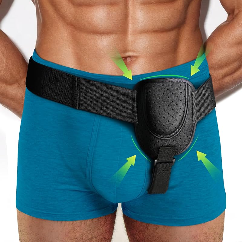 Poedist Cinturón de soporte para hernia para hombres o mujeres para hernia inguinal unilateral u otras hernias con almohadillas extraíbles, cinturón ajustable para compresión abdominal, soporte lumbar (grande 30-42 pulgadas)