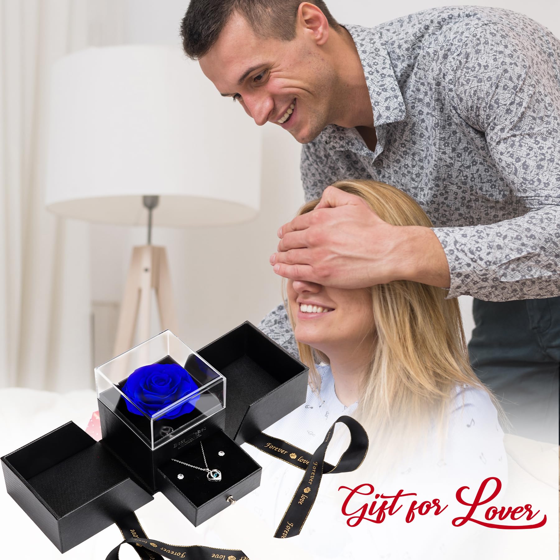 Ours Rose Eternelle Avec Collier Coffret Noël Femme Rose U00e9ternelle En Boîte-cadeau Avec Collier, Idéal Pour Offrir U00e0 Maman Daover Roses Avec Collier Bijoux Femme