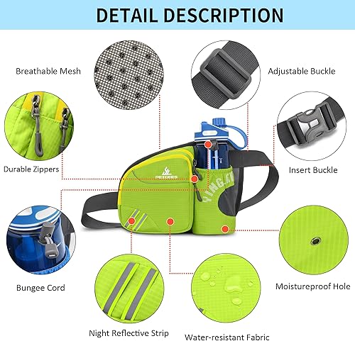 Miniatura 4 de Peicees Riñonera con soporte para botella de agua para hombres y mujeres, senderismo, correr, pasear al perro, para todos los teléfonos (botella no
