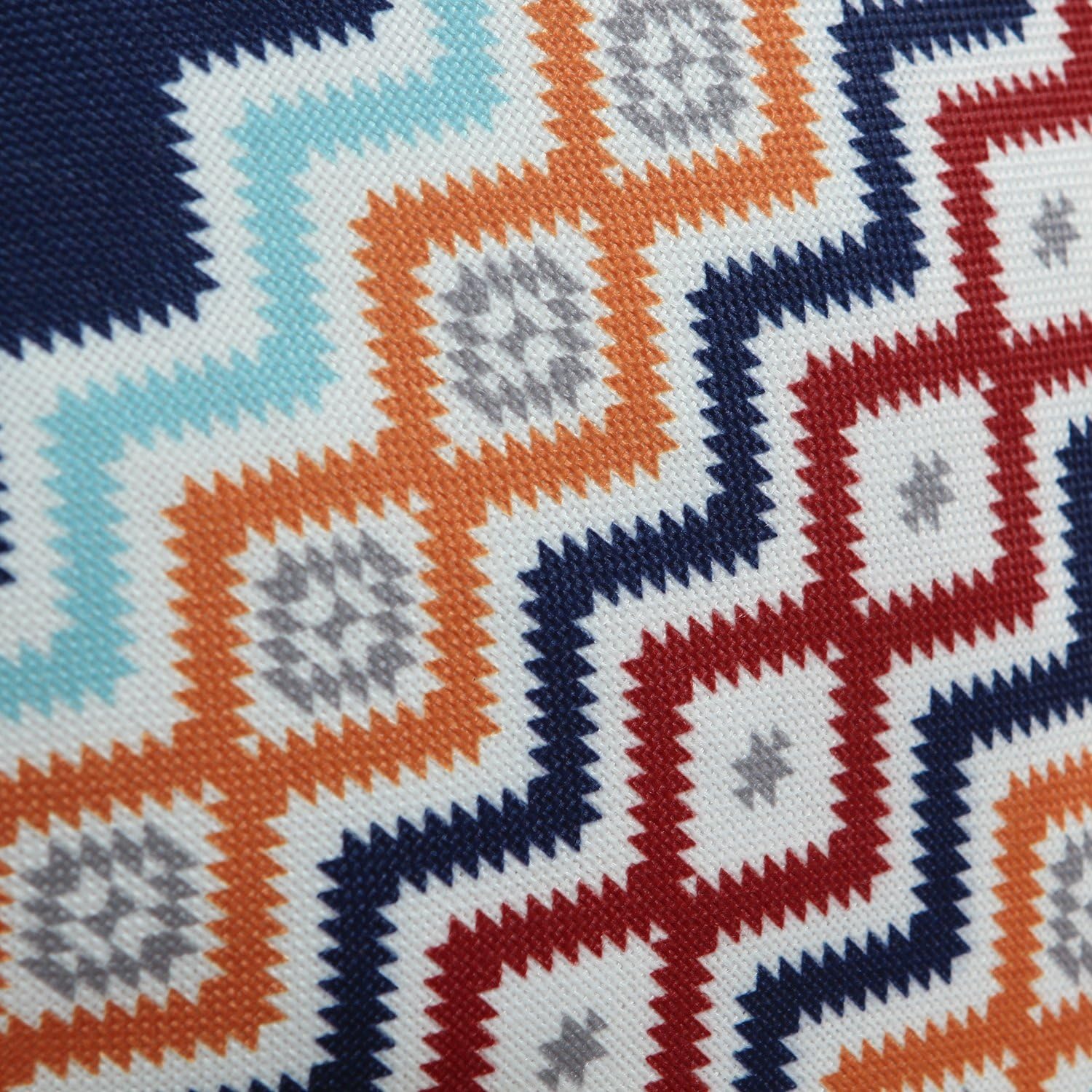 CaliTime Pack of 2 Soft Canvas Throw Pillow Covers Cases for Couch Sofa Home Decor Bohemian Style Colorful Zigzag Striped Geometric 18 X 18 Inches Navy Blue