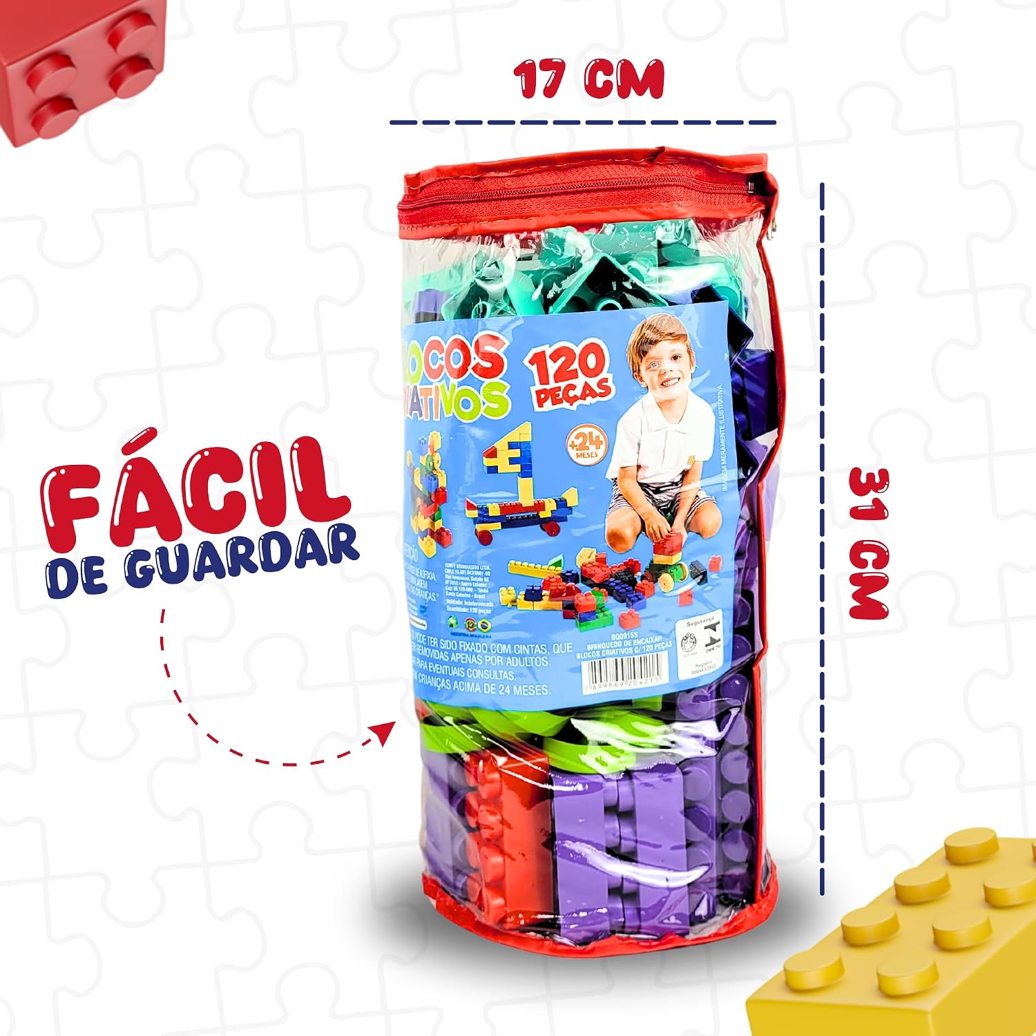 Blocos de Montar Brinquedo Educativo Construção 120 Peças Grande Brinquedo Para Crianças Bebê Infantil Blocos de Montar Brinquedo Educativo Construção 120 Peças Grande Brinquedo Para Crianças Bebê Infantil