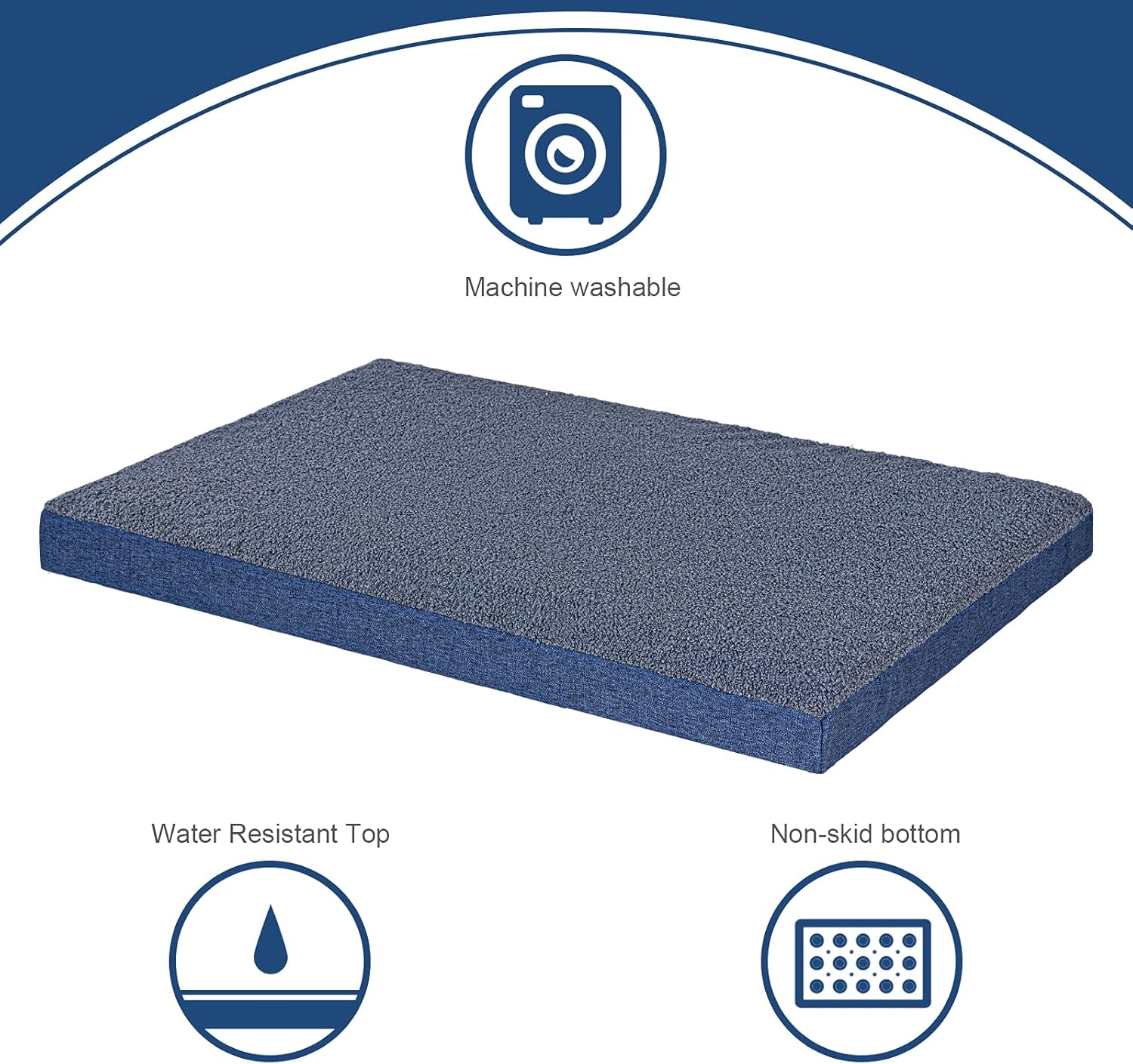 KULME Large Dog Bed for Large Dog, Cat Bed, Washable & Waterproof Cover, Anti Slip, Gel Memory Foam Dog Bed Mat, Dog Sofas & Chairs, Pet Beds, Grey, 3" Large Size : Pet Supplies