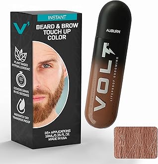 VOLT Grooming Temporary Instant Beard Color for Men, Quick Drying Plant-Based Brush On Beard, Hair, Mustache & Eyebrow Color, Safe for Sensitive Skin, Auburn Red, 1 Pack, Up to 35 Applications