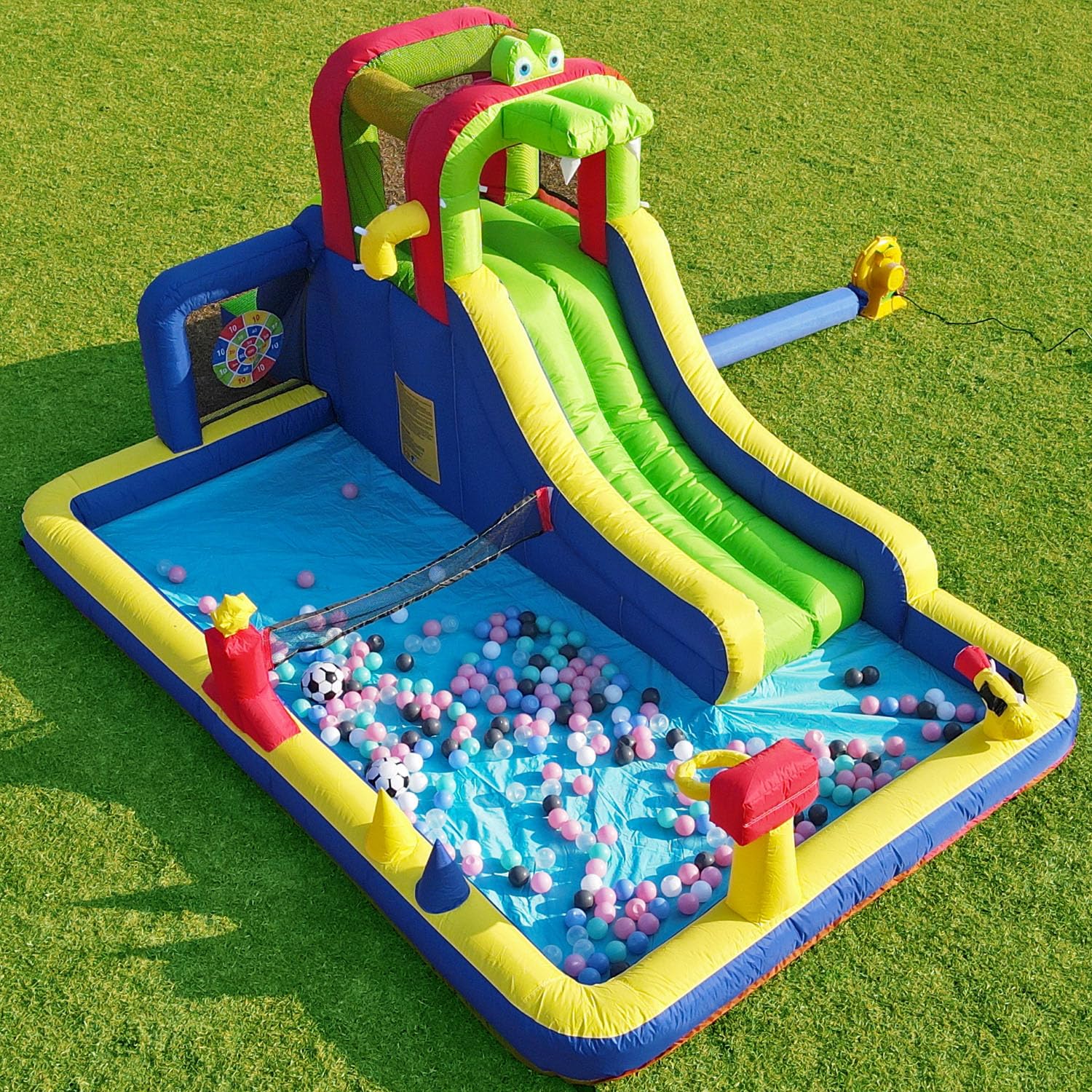 Inflatable Water Slides for Kids, Commercial Oxford Water Bounce House with Slide, 370W Blower/Large Water Pool, Blow Up Waterslide Backyard Outdoor