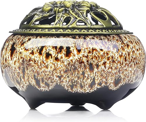 Quemador de incienso de cerámica y soporte de incienso para cono, atrapador de cenizas, incensario de carbón de porcelana para uso con resina