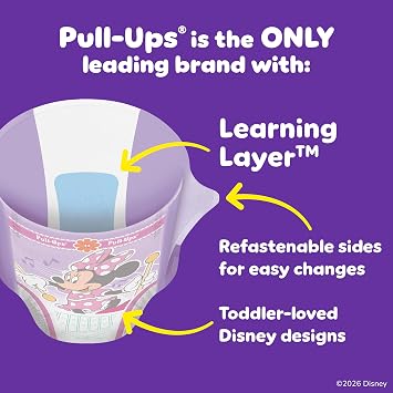 Pull-Ups Girls' Potty Training Pants, Size 3T-4T Training Underwear (32-40 lbs), 112 Count