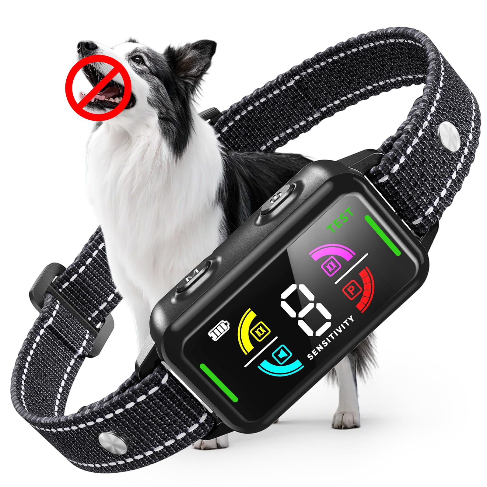 Collar Antiladridos para Perros, Antiladridos y Antiaullidos para Perros, 4 Modos de Vibración/Sonido, Impermeable IP67, Dispositivo Recargable para Detener los Ladridos Grande Mediano Pequeño