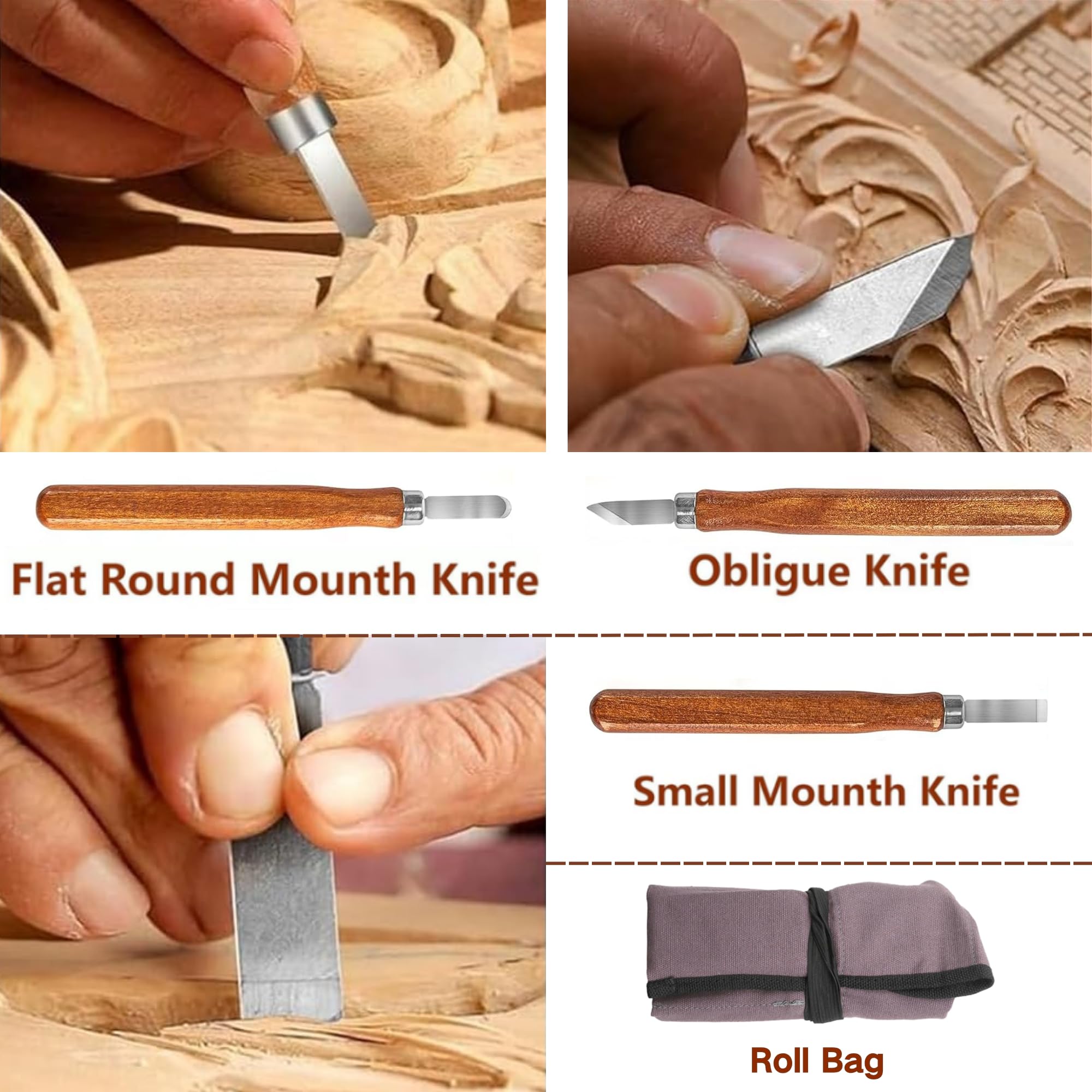 Wood Carving Tools Pack, 10PCS Outils Sculpture Sur Bois, Kit d'Outils de Sculpture Sur Bois 10 en 1, avec 6 Couteaux de Sculpture, gants Résistants Aux Coupures, pour Débutants/Professionnels