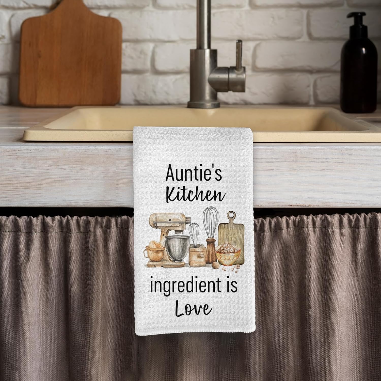 Auntie Gifts Kitchen Towels, Aunt Mother's Day Birthday Gifts from Nephew Niece Dish Tea Towels, Auntie's Kitchen Ingredient is Love Decorative Hand Towels, 16X24In - Image 6