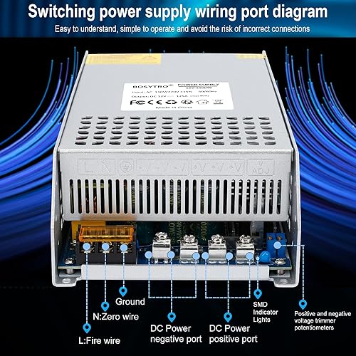 Miniatura 6 de Adaptador de fuente de alimentación de conmutación de 12 V 125 A 1500 W DC PSU AC 110 V220 V-CC 12 V Adaptador de transformador, para impresora 3D,