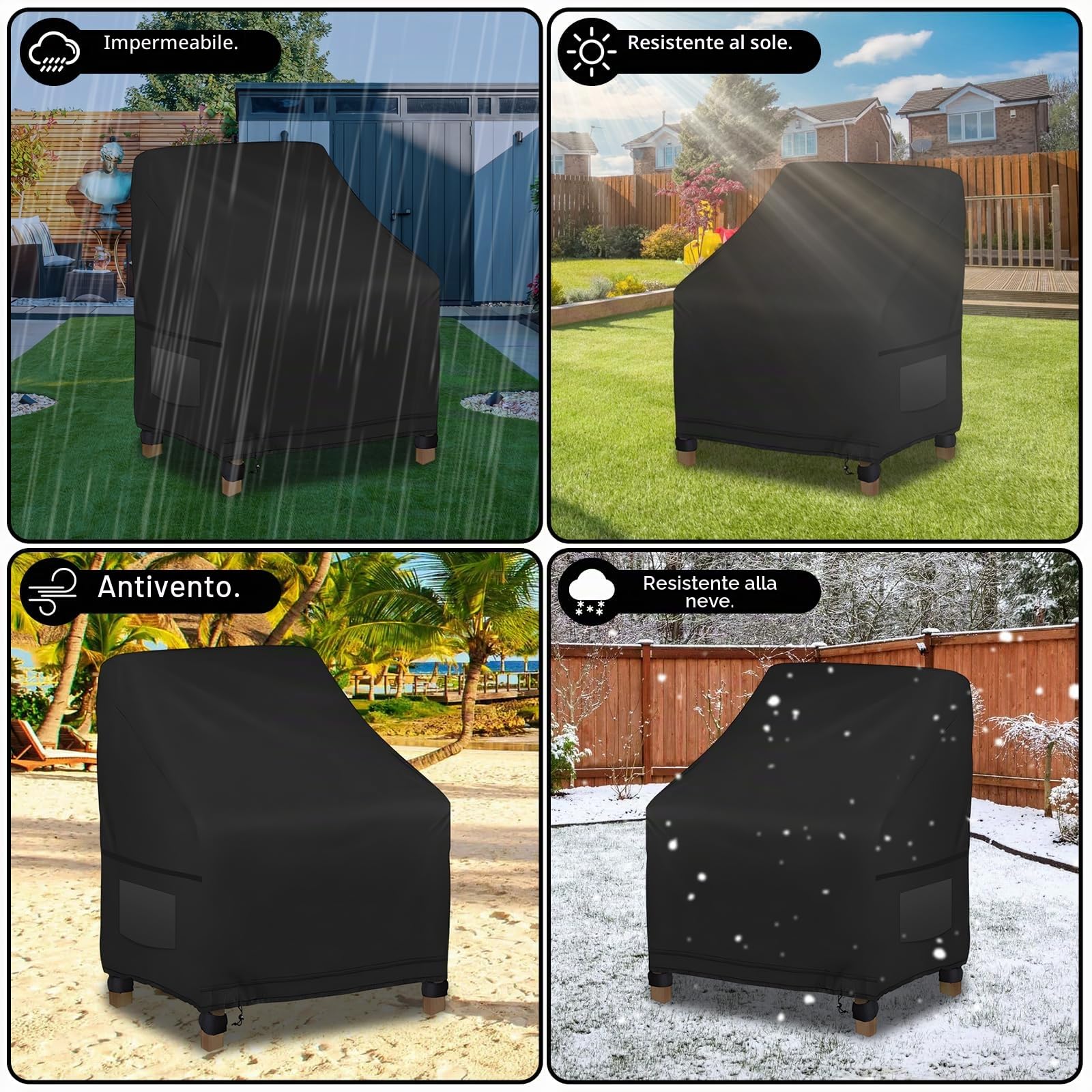 2 Pezzi Copertura Sedie Esterno, Fodera Sedies Giardino, Copri Sedie Esterno Impermeabile, Antipolvere, Resistente ai Raggi UV Copertura per Sedie da Giardino 600D Poliestere 35.04" x 38.19" x 29.13"