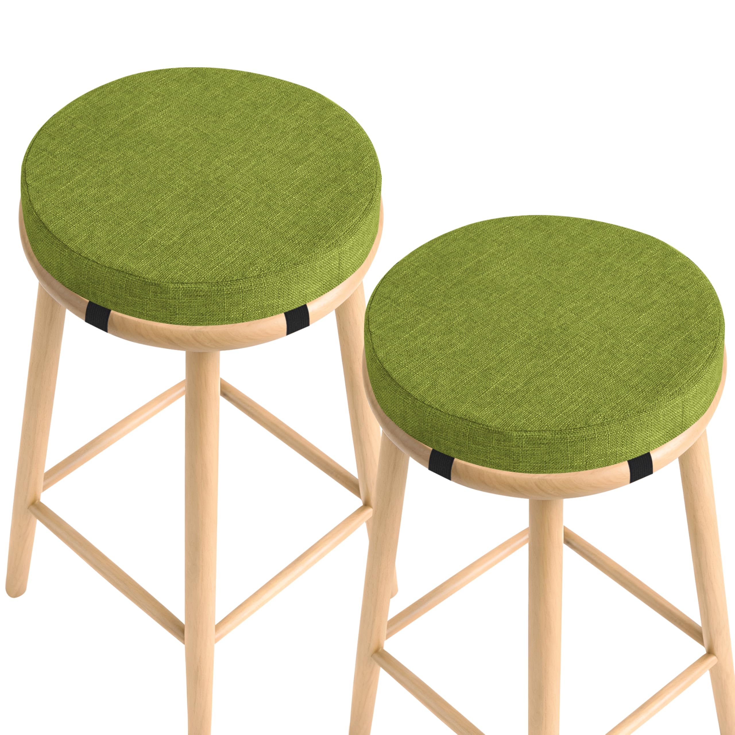AddGrace Round Bar Stool Cushions 2 Pack Bar Stool Seat Cushion Non Slip Round chair pads with Removable and Washable Cover 12x12 Inch Green