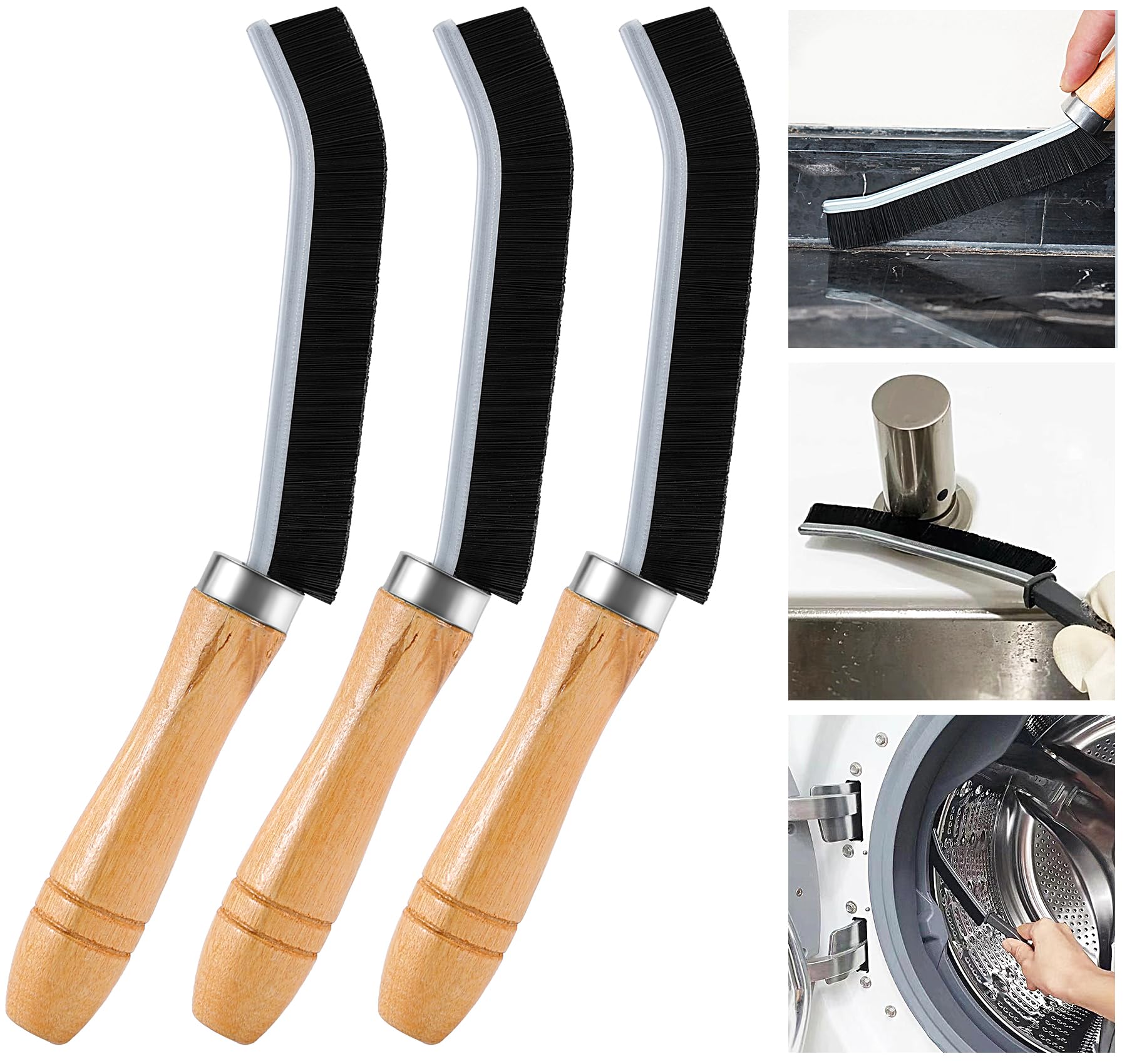 Photo 1 of 3Pcs Crevice Cleaning Brush Hard Bristled Crevice Cleaning Brush Tool Multifunctional Dead Corners Brushes for Bathroom Window Slots Kitchen Cleaning Brush Smaller Than Toothbrush Bristles