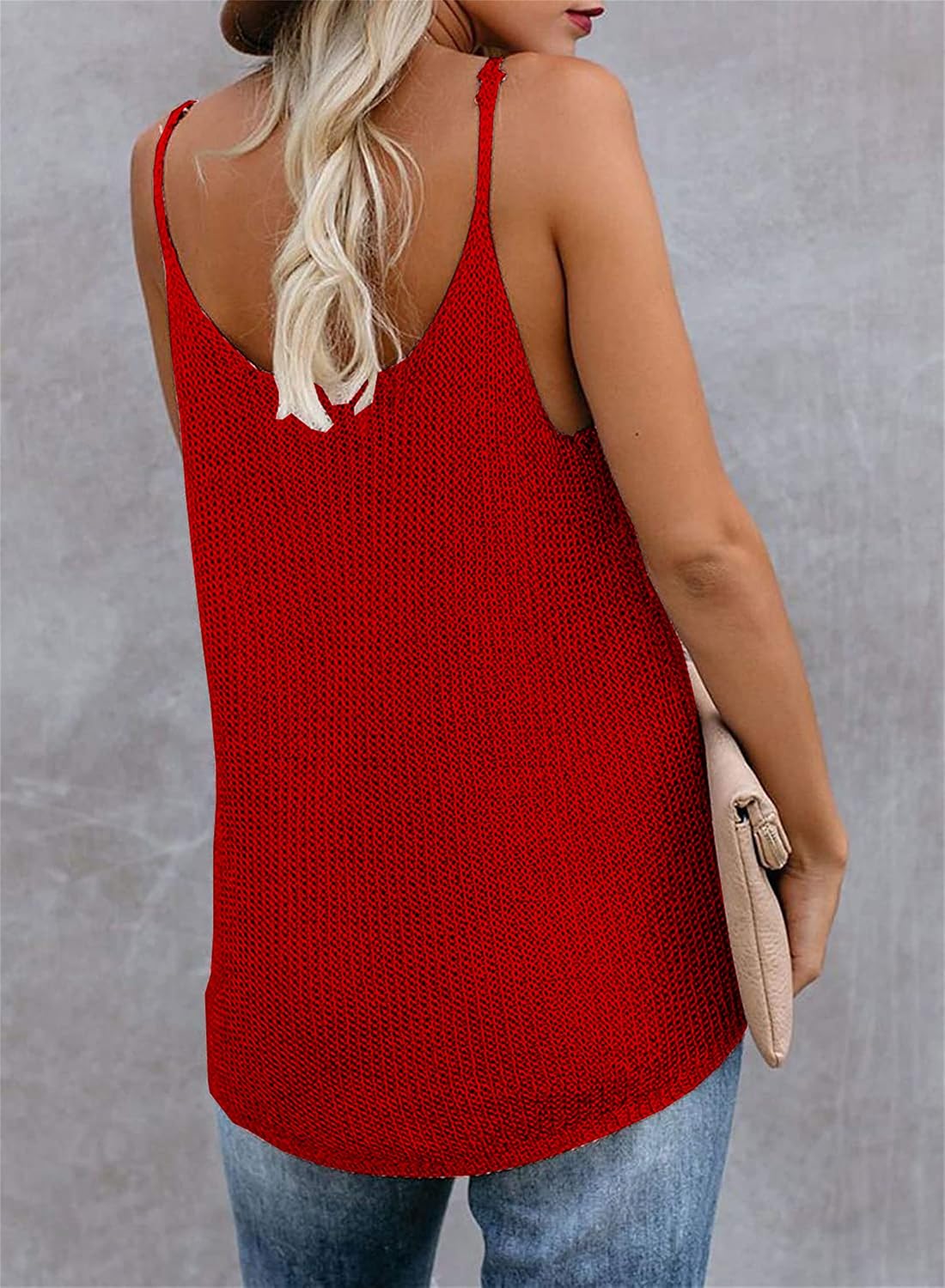 Andongnywell Womens Waffle Knit Round Neck Tank Tops Summer Casual Sleeveless Shirts Loose Tunic Vest Blouses