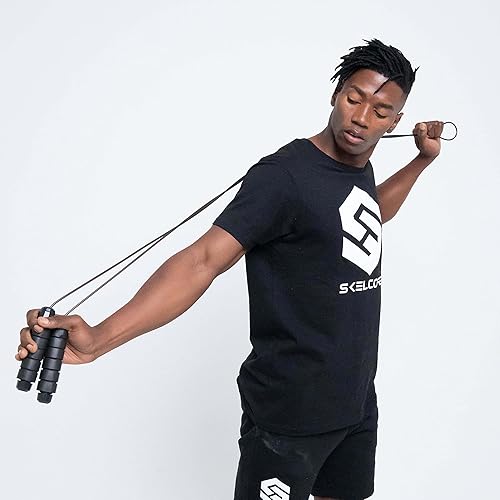 Miniatura 5 de Skelcore Cuerda de saltar de velocidad de 9 pies, cuerda de saltar de velocidad rápida con asas de espuma viscoelástica, ideal para doble cuerda de