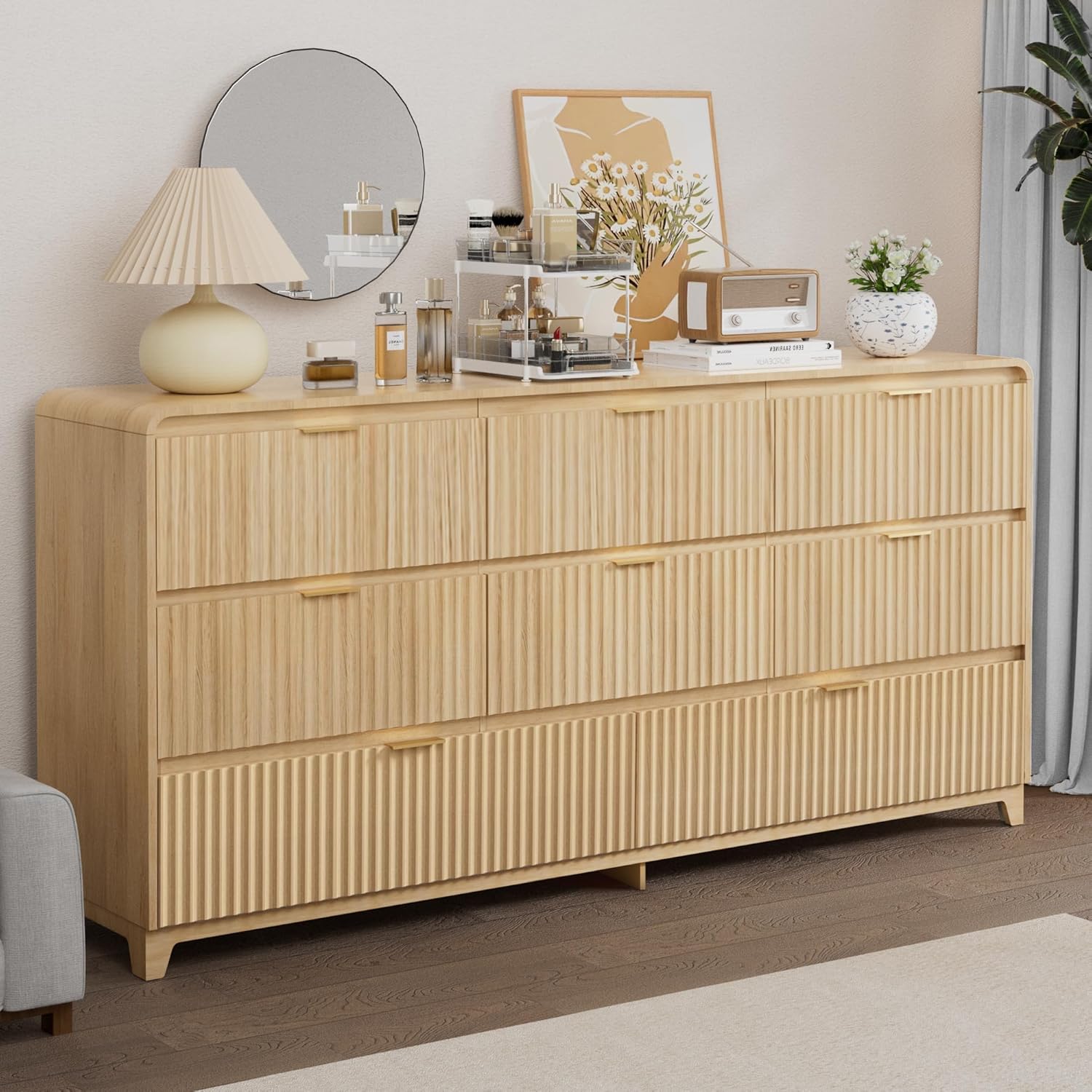 Wooden Chest of 6 Drawers for Bedroom with Silent-Close Rails, Large Modern Dresser for Closet & Living Room, White