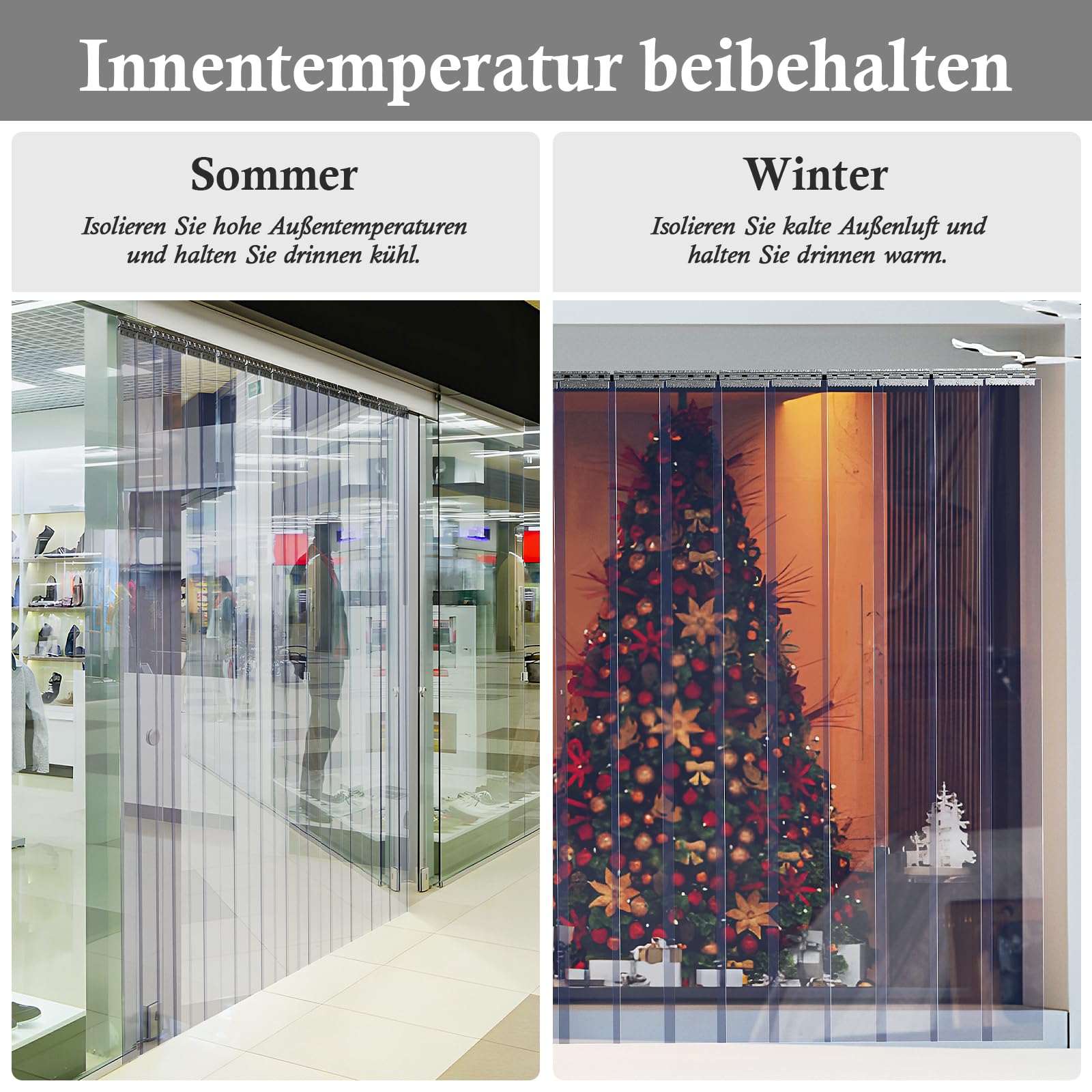 bimiti Tenda a lamelle in PVC, 90 x 220 cm, trasparente, a strisce, in PVC, antivento, impermeabile, per camere, negozi, supermercati, frigoriferi