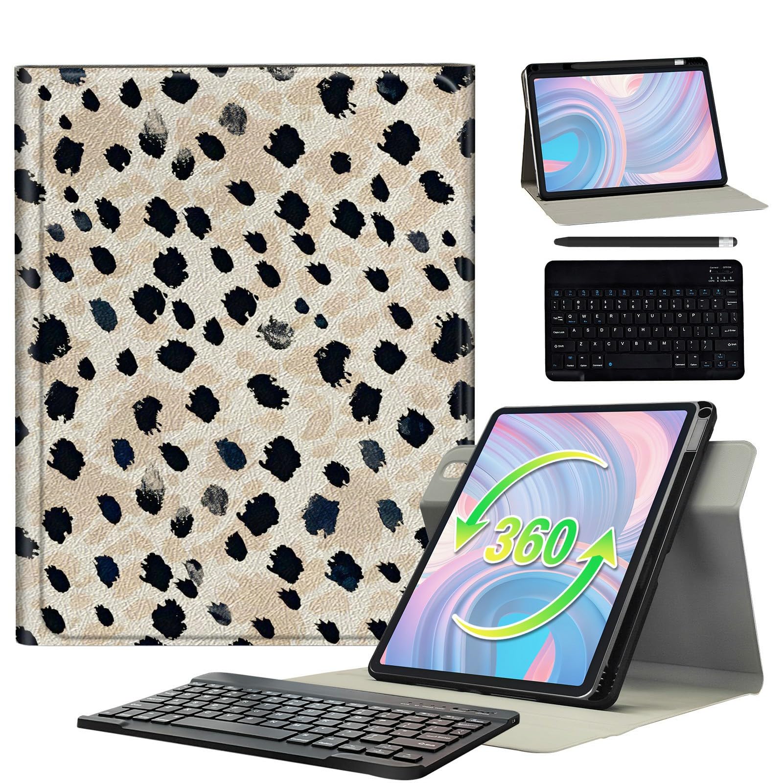 BFSEROBJ for iPad 10th Generation Case 10.9 inch 2022 with 360 Rotating Degree Stand PU Leather Protective Cover with Detachable Wireless Keyboard &