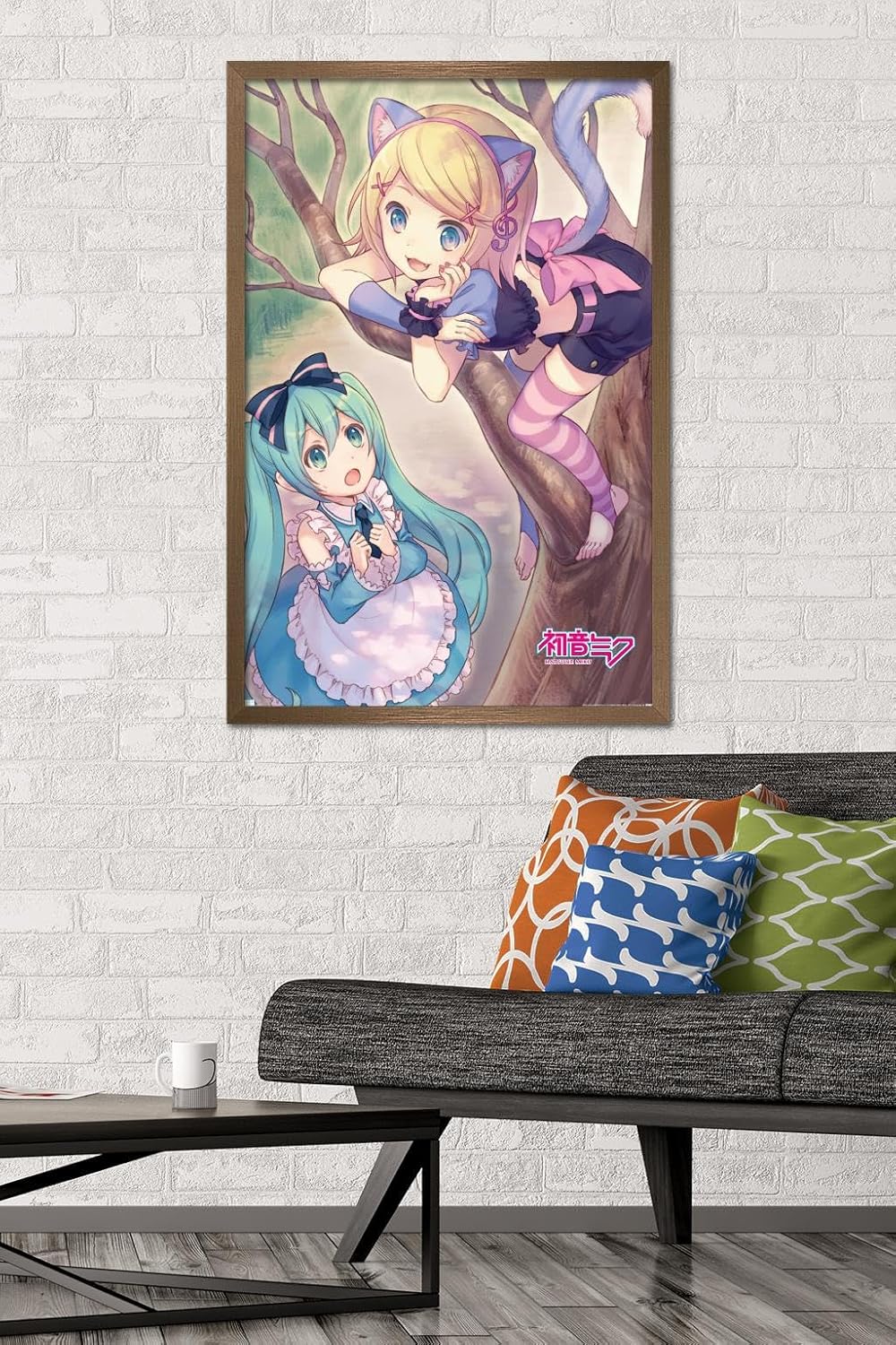 Hatsune Miku - Hatsune and Kagamine Wall Poster, 34L" x 22.4W", Bronze Framed Version