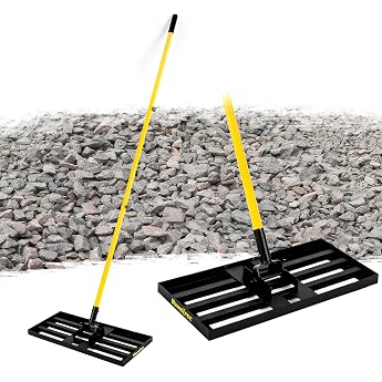 Lawn Leveling Rake 2.13m 76x25cm Leveling Tool Heavy Duty Effortless Lawn Leveling Tool Steel Handle Lawn Leveler for Yard Garden Golf Course Easy Level