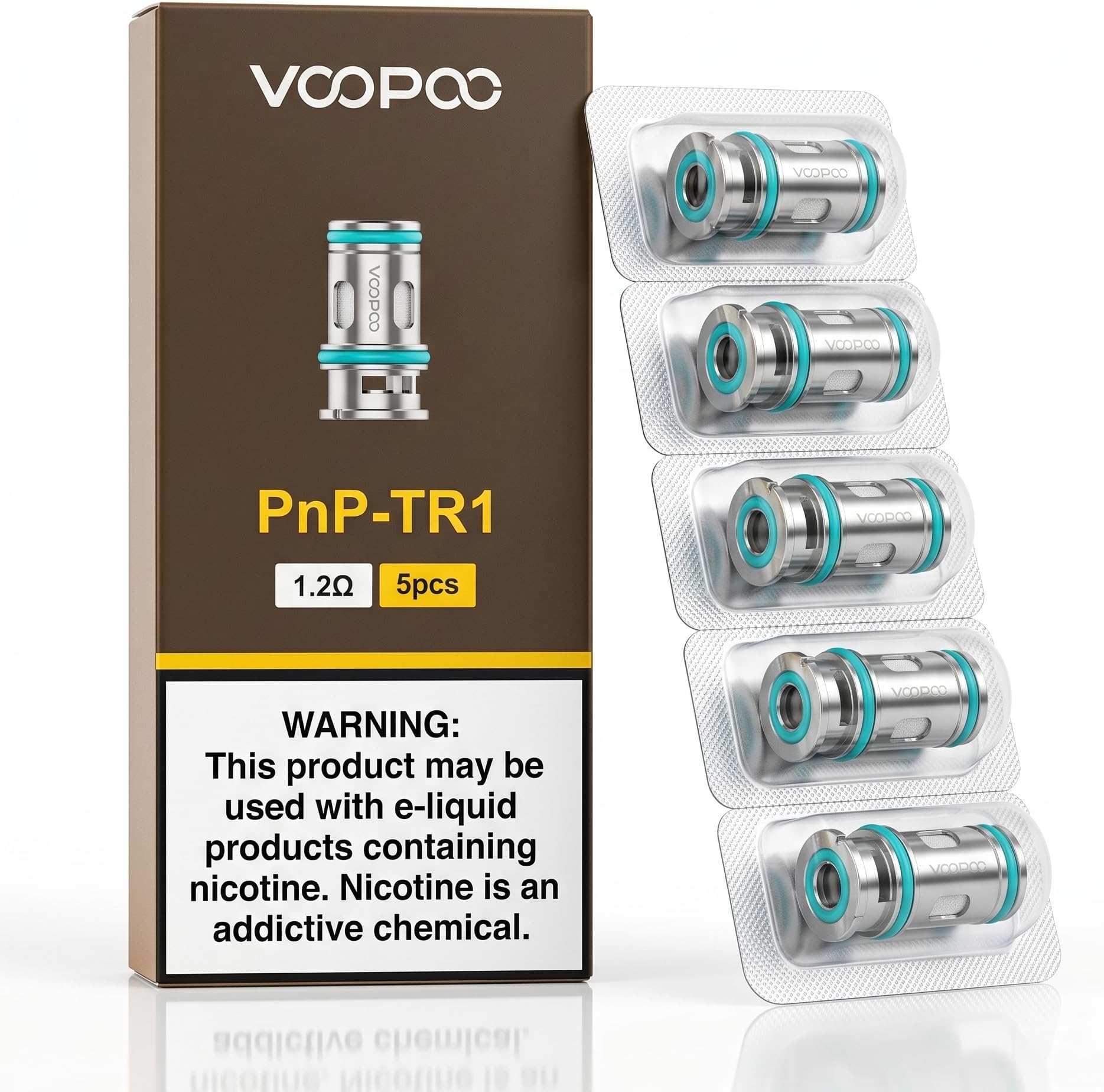 VOOPOO PNP Coils TR1 1.2 Ohm [Pack of 5] - Intense Flavour, Brilliant Performance, Replacement Coil for VINCI/VINCIR/VINCIX/DRAGS/DRAGX/NAVI pods, No Nicotine