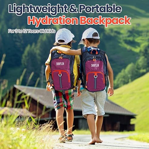 Miniatura 7 de Mochila de hidratación para niños con vejiga de agua de 1.5 L, mochila ligera para niños o niñas, ciclismo, escalada, correr, ciclismo