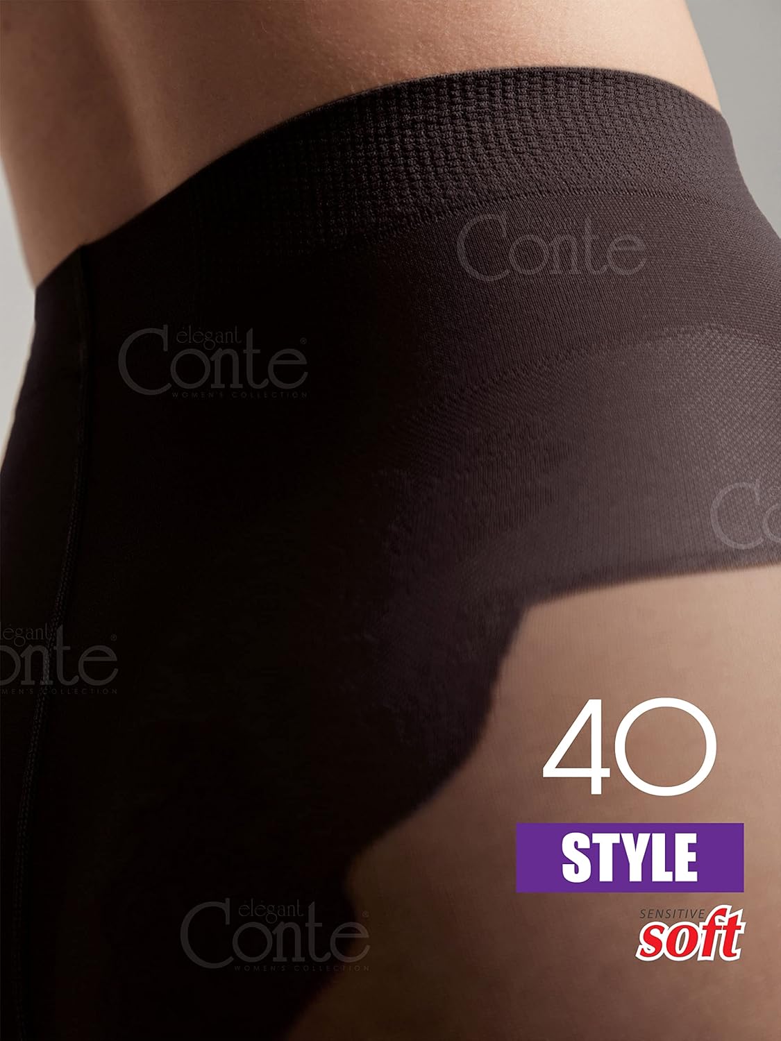 Conte French Cut Semi Opaque Push Up Lace Control Top Slimming Pantyhose Tights Style 40 Den - Image 6