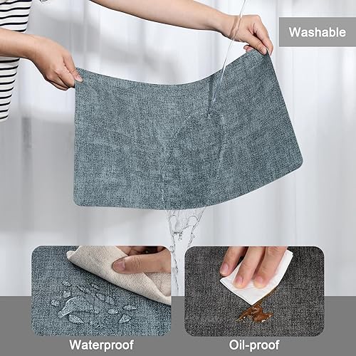 Miniatura 4 de Myir JUN Juego de 6 manteles individuales de doble cara, piel sintética, cuadrados antideslizantes para interiores y exteriores (gris azul claro,