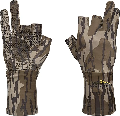Miniatura 5 de North Mountain Gear Guantes de caza de camuflaje para hombre, sin dedos, forro de guante ligero