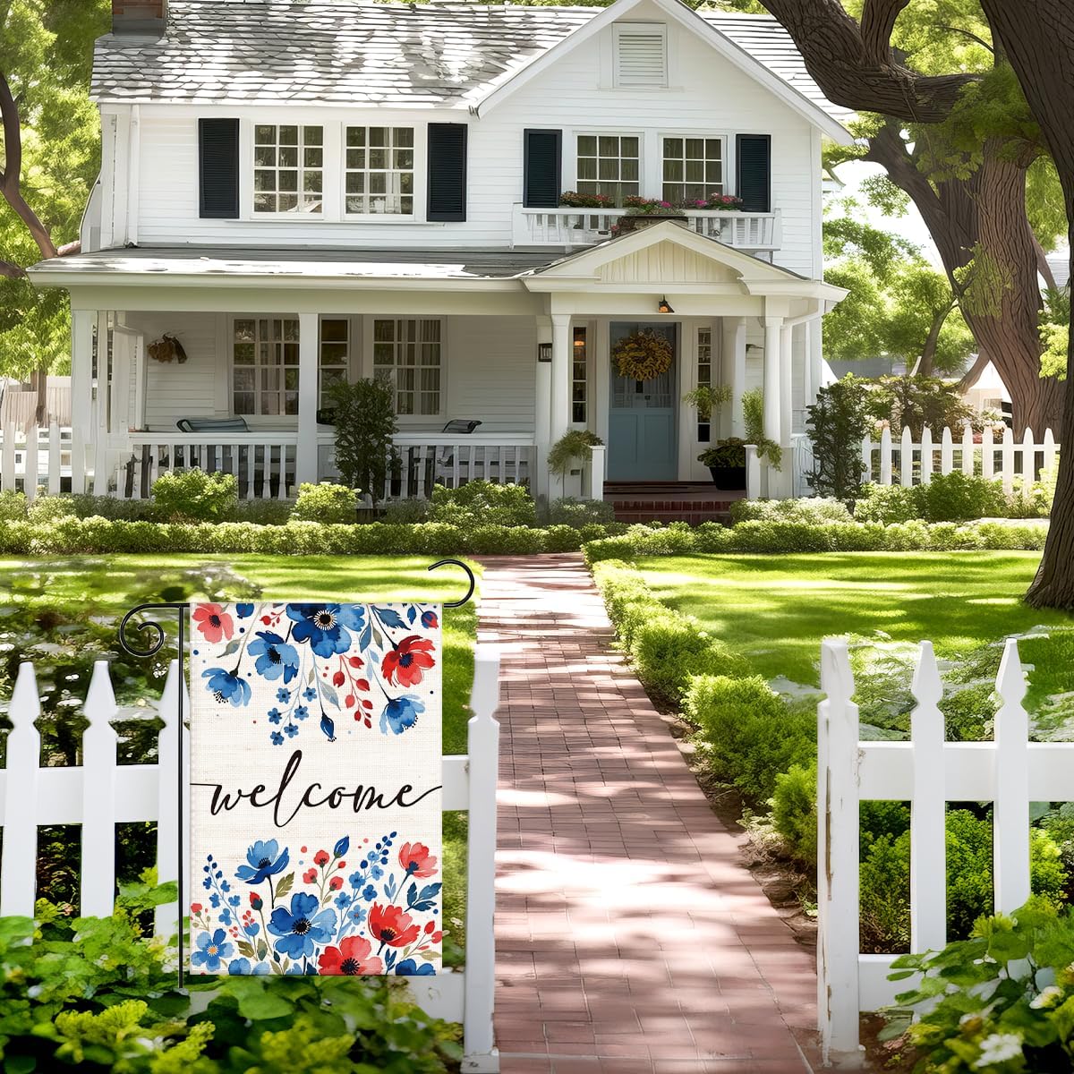 Floral Welcome Spring Garden Flag - Double Sided Flowers Burlap Seasonal Small Yard Flag for Lawn & Patio Outdoor Decoration (12×18 Inch) - Image 6