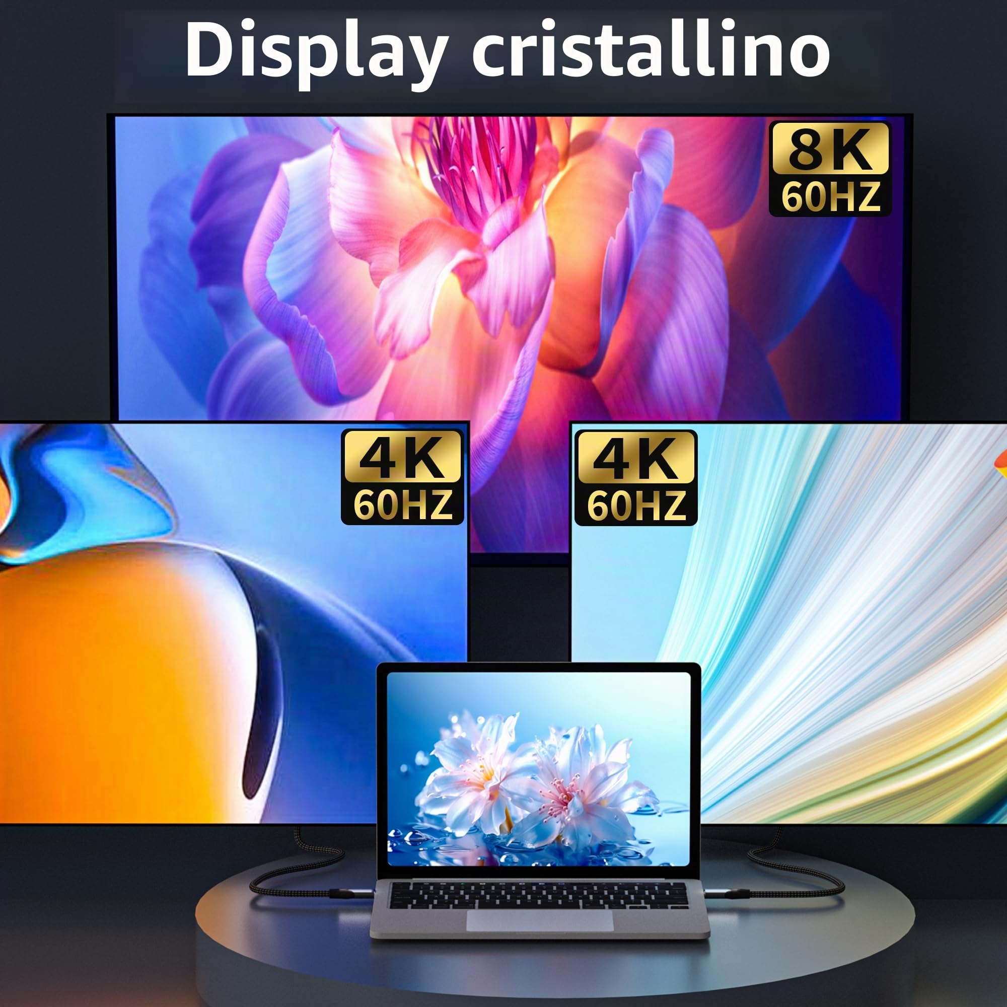 prolunga usbc 3m Compatibile con prolunga usb c thunderbolt 4 [40Gbps & 100W] cavo usb type-c maschio femmina, 8K@60Hz Cavo USB4 Per, Laptop, Monitor,telefono