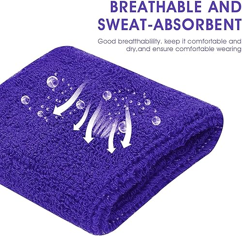 Miniatura 5 de ASTER Juego de 6 muñequeras para la cabeza, incluye 2 diademas deportivas y 4 pulseras deportivas a rayas coloridas para hombres y mujeres