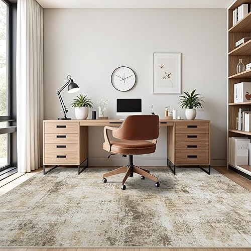 Miniatura 3 de Alfombra de área para sala de estar: alfombra lavable de 5 x 7 con respaldo antideslizante, no desprende pelo, resistente a las manchas, plegable